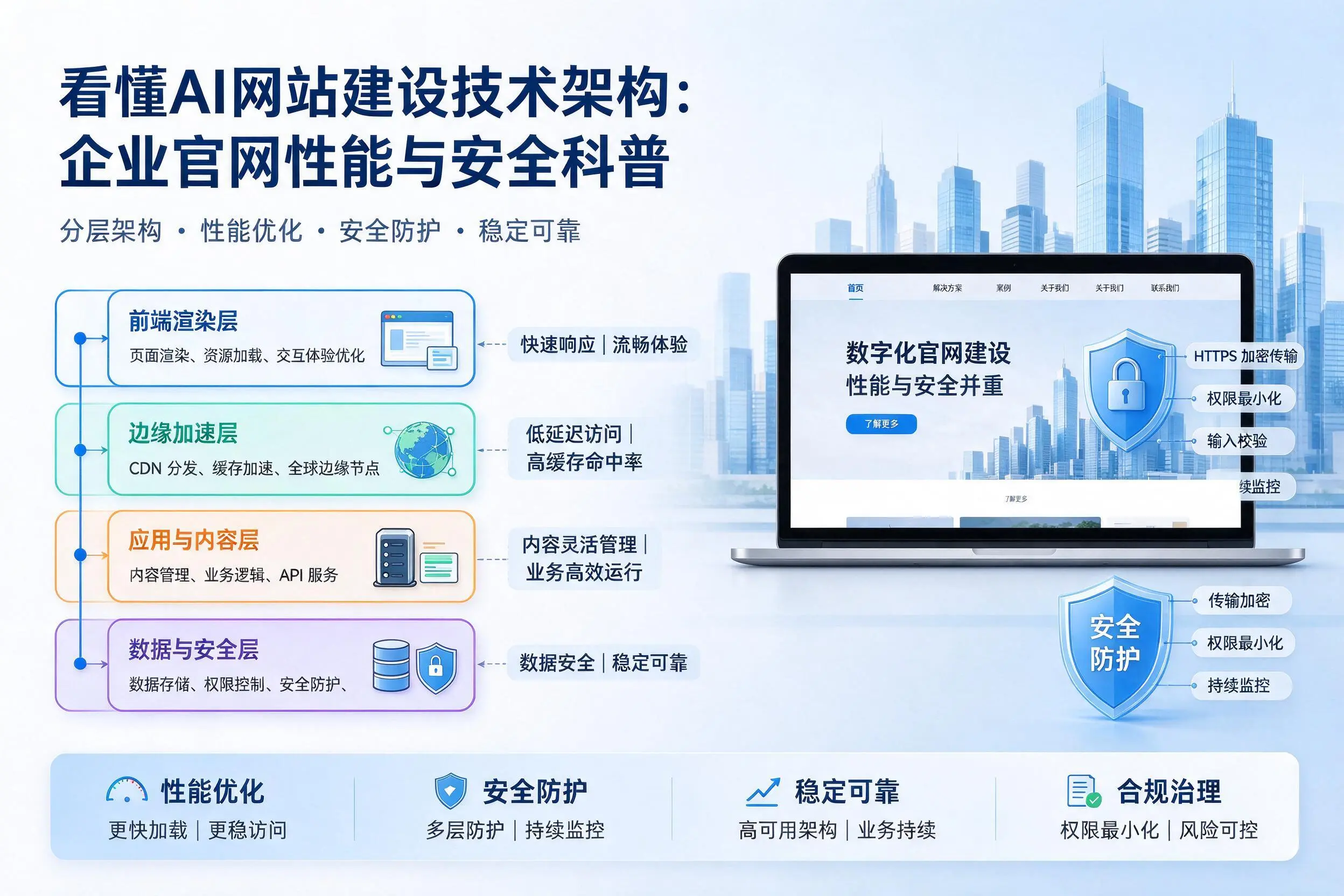 看懂AI网站建设技术架构：普洱企业官网性能与安全科普