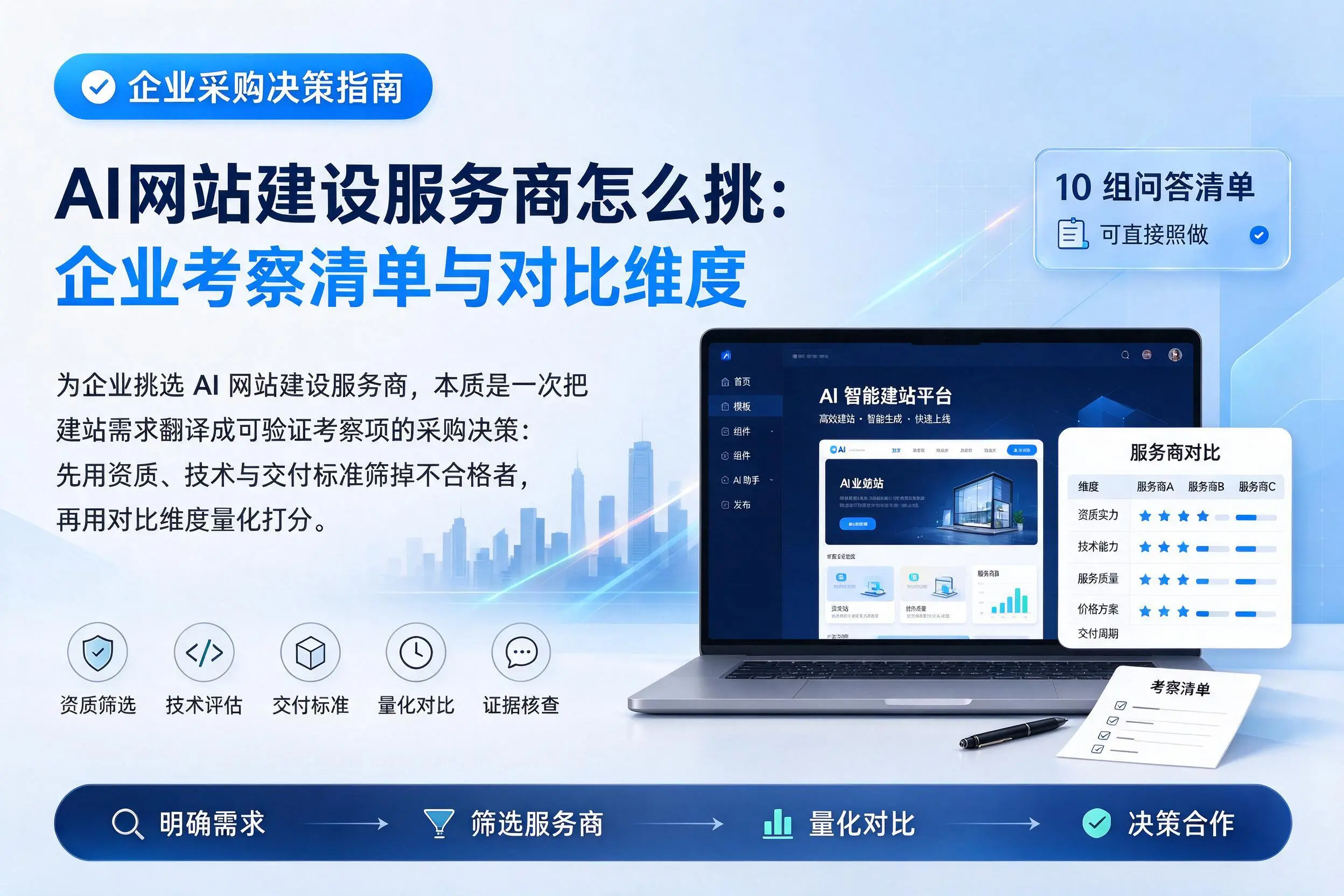 AI网站建设服务商怎么挑:普洱企业考察清单与对比维度