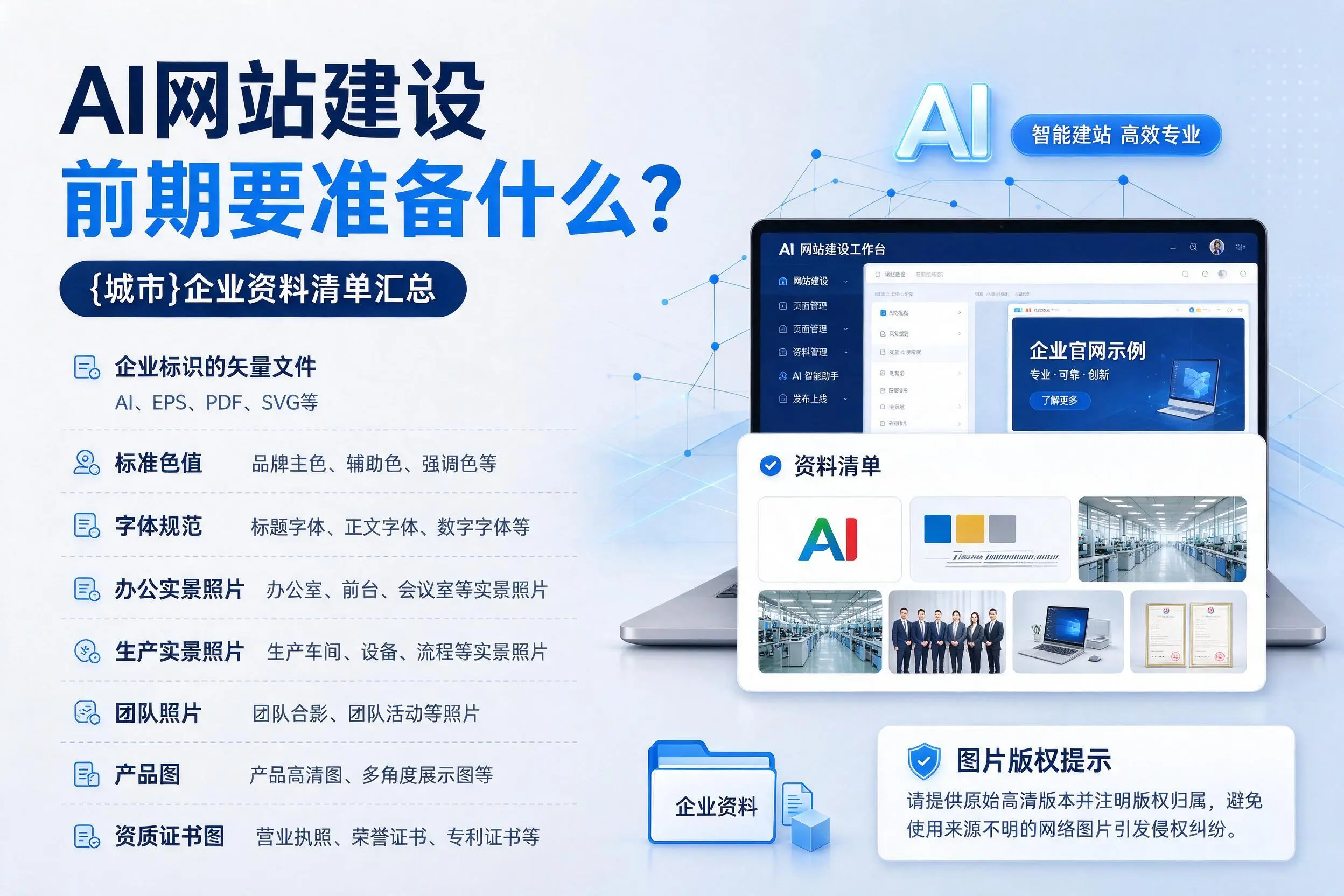 AI网站建设前期要准备什么?普洱企业资料清单汇总